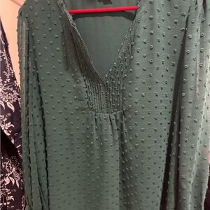 CeCe Green Textured Blouse